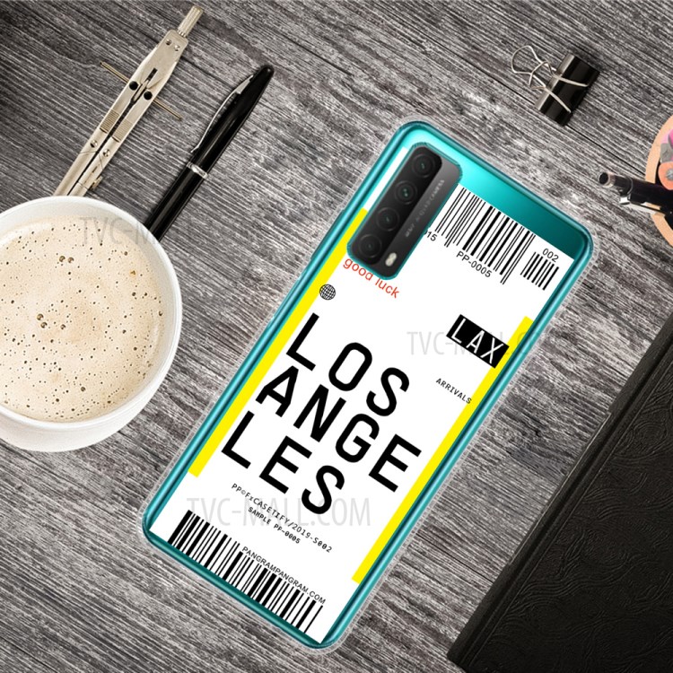 Creative Boarding Check TPU Protector Cover for Huawei P smart 2021/Y7a - LOS ANGELES-2