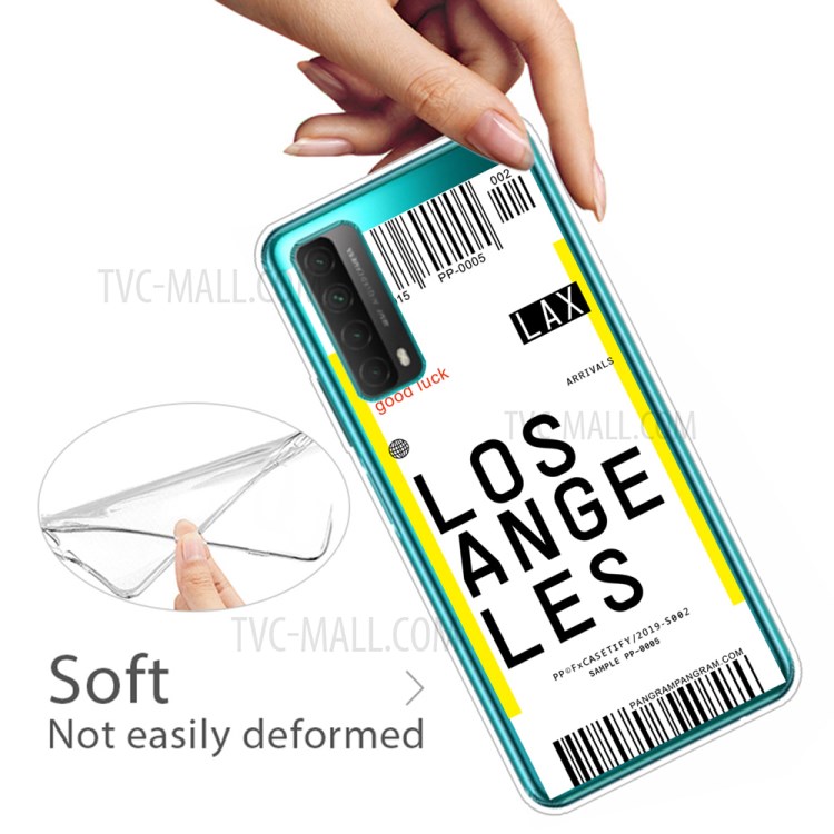 Creative Boarding Check TPU Protector Cover for Huawei P smart 2021/Y7a - LOS ANGELES-3