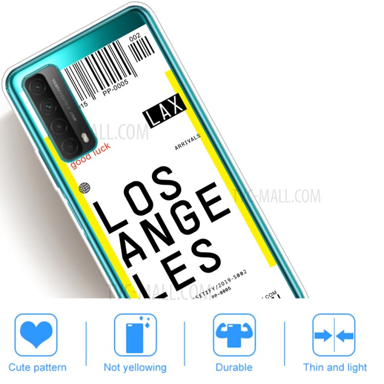 Creative Boarding Check TPU Protector Cover for Huawei P smart 2021/Y7a - LOS ANGELES-5