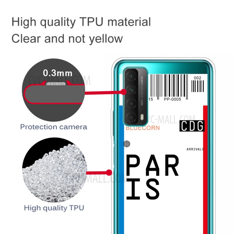 Creative Boarding Check TPU Protector Cover for Huawei P smart 2021/Y7a - PARIS-4