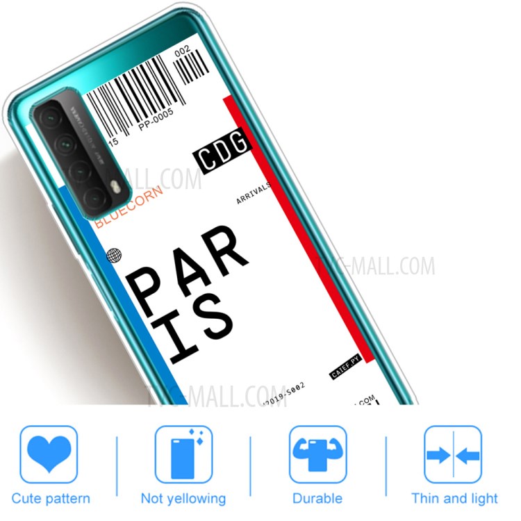 Creative Boarding Check TPU Protector Cover for Huawei P smart 2021/Y7a - PARIS-5