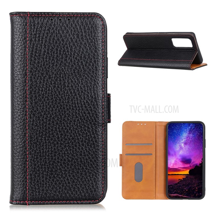 Litchi Texture Leather Wallet Case for Huawei P smart 2021/Y7a Stand Shell - Black-1