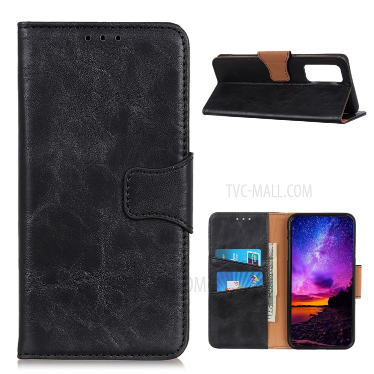 Crazy Horse Texture Shell for Huawei P smart 2021/Y7a Wallet Leather Stand Case - Black-1