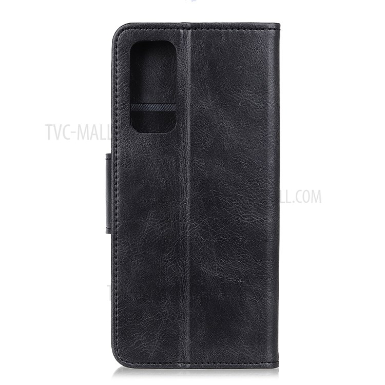 Crazy Horse Leather Shell for Huawei P smart 2021/Y7a Wallet Stand Protective Case - Black-3