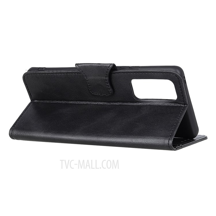 Crazy Horse Leather Shell for Huawei P smart 2021/Y7a Wallet Stand Protective Case - Black-4