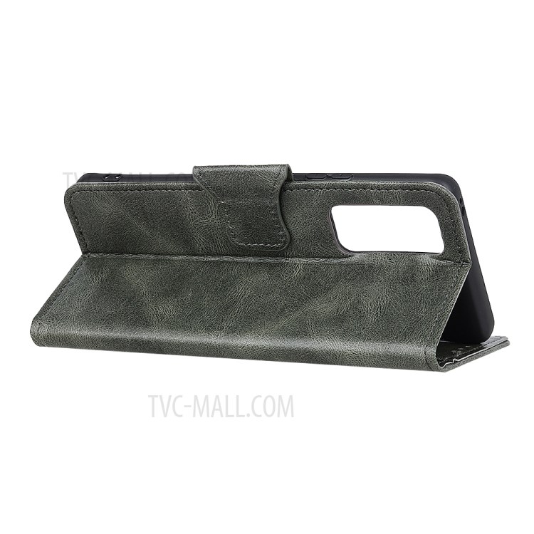 Crazy Horse Leather Shell for Huawei P smart 2021/Y7a Wallet Stand Protective Case - Green-4