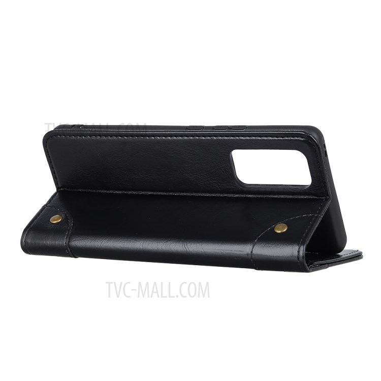 Auto-absorbed Wallet Genuine Leather Stand Phone Shell for Huawei P smart 2021/Y7a - Black-6
