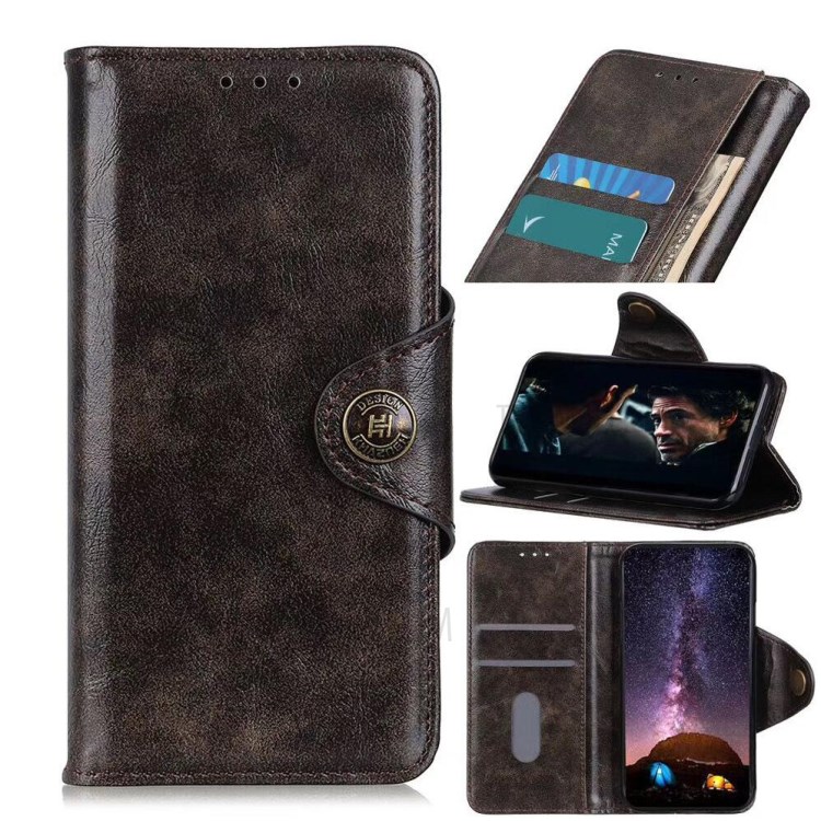 Flip Leather Phone Case for Huawei P smart 2021/Y7a - Coffee-1
