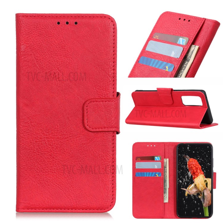 Litchi Texture Wallet Leather Mobile Phone Cover for Huawei P Smart 2021 / Y7a - Red-1