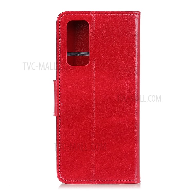 Crazy Horse Skin Leather Wallet Stand Case for Huawei P Smart 2021 - Red-4