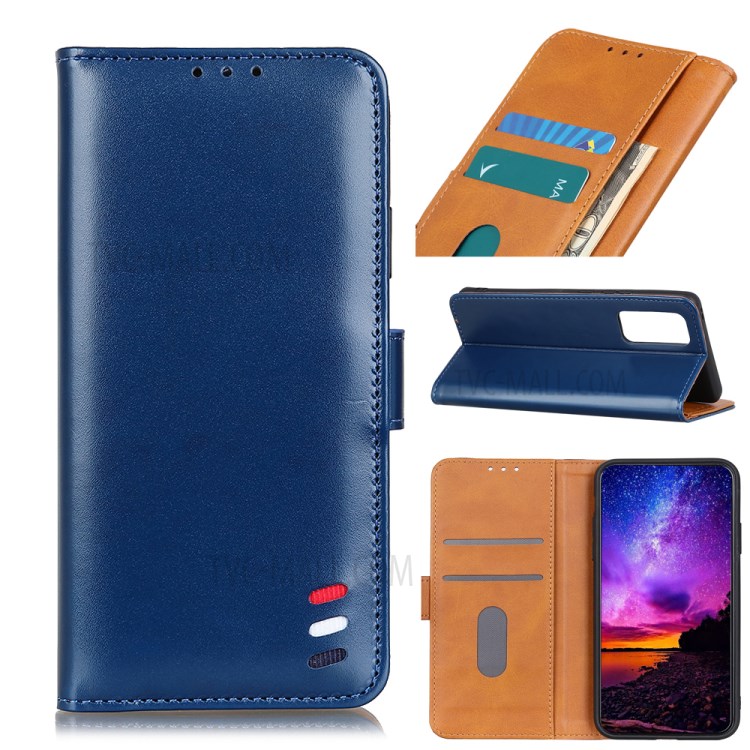 Protective Leather Wallet Magnetic Phone Cover for Huawei P Smart 2021 - Blue-1