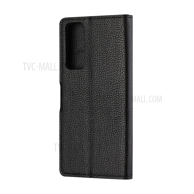 Litchi Skin Wallet Leather Stand Case for Huawei P smart 2021/Y7a - Black-4