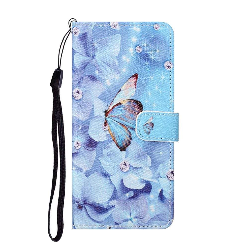 Pattern Printing Cross Texture Leather Wallet Case for Huawei P smart 2021/Y7a - Butterfly and Flowers-2