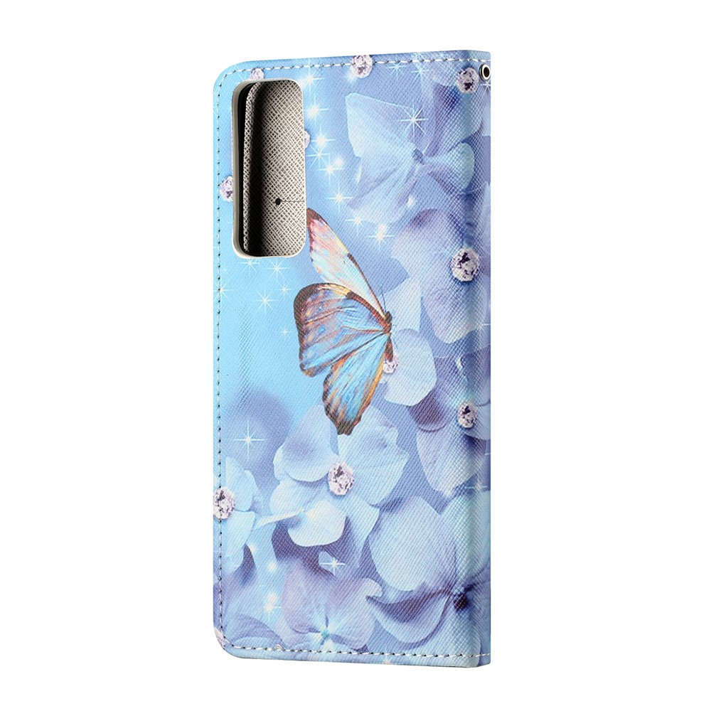 Pattern Printing Cross Texture Leather Wallet Case for Huawei P smart 2021/Y7a - Butterfly and Flowers-4