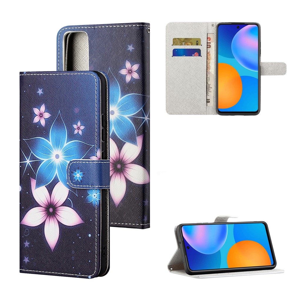 Pattern Printing Cross Texture Leather Wallet Case for Huawei P smart 2021/Y7a - Flower-1