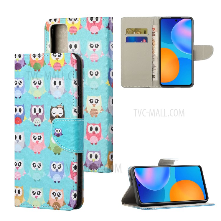 Pattern Printing Cross Texture Leather Wallet Stand Case for Huawei P smart 2021/Y7a - Multiple Owls-1