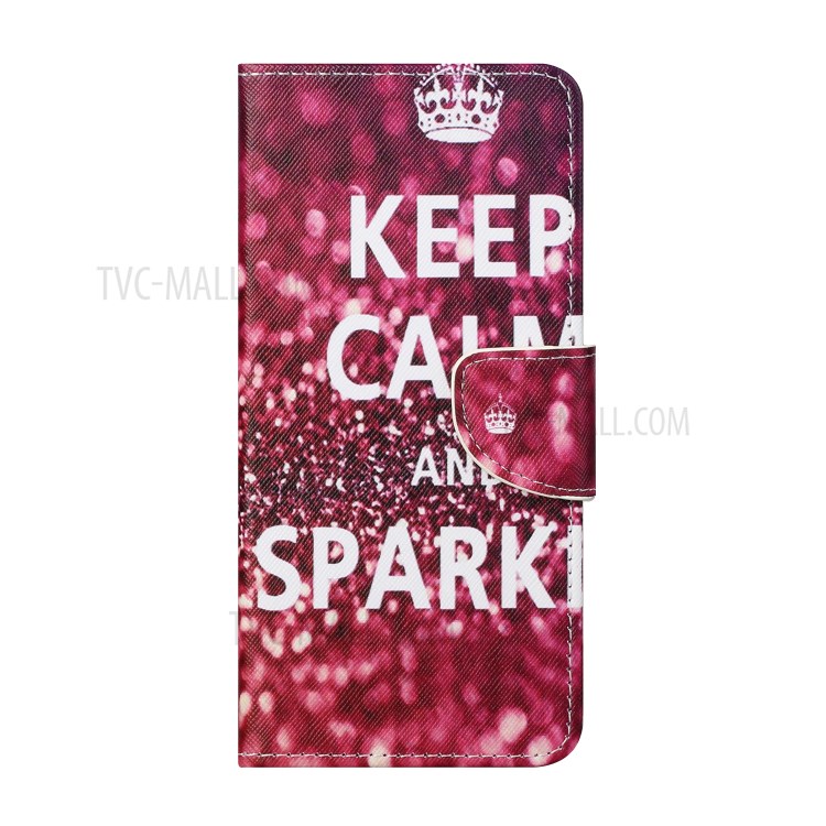 Pattern Printing Cross Texture Leather Wallet Stand Case for Huawei P smart 2021/Y7a - Quote Keep Calm and Sparkle-2