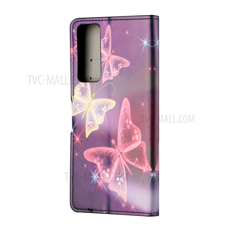 Pattern Printing Leather Wallet Stand Case for Huawei P smart 2021/Y7a - Vivid Butterfly-4