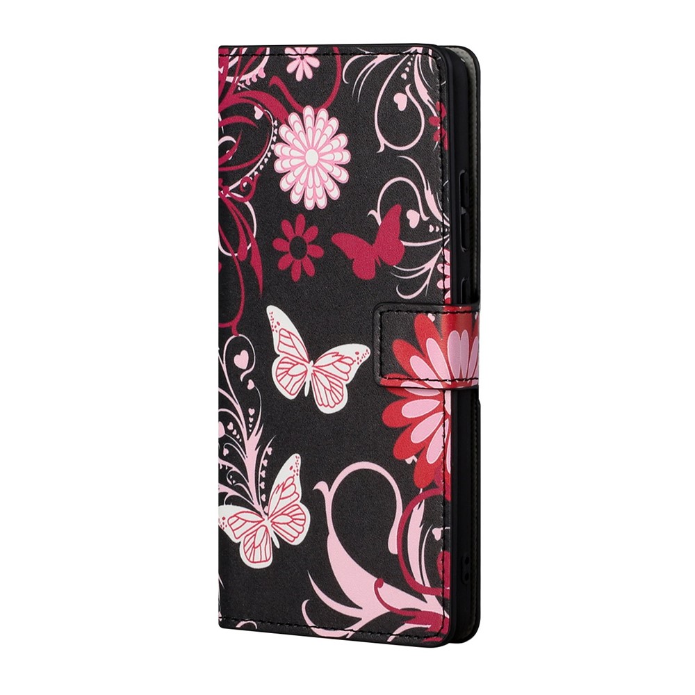 Padrão Printing Leather Stand Stand Caso Para Huawei P Smart 2021/y7a - Flor de Borboleta