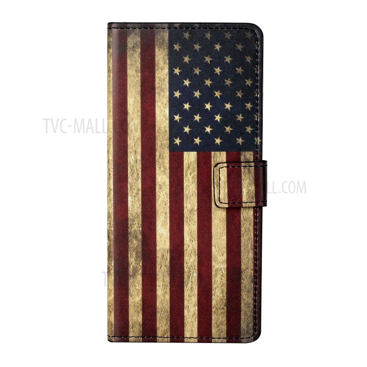 Pattern Printing Leather Wallet Stand Case for Huawei P smart 2021/Y7a - Vintage American Flag-2