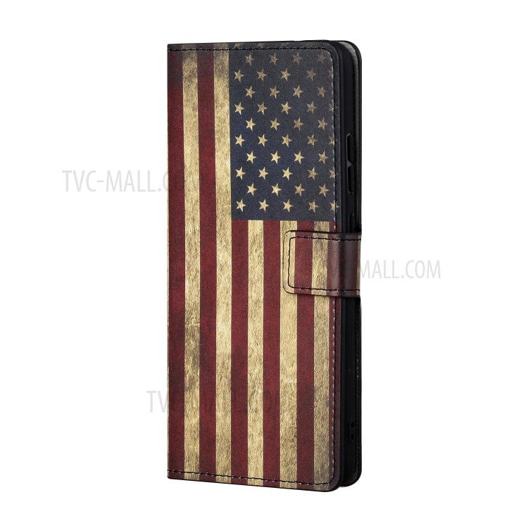 Pattern Printing Leather Wallet Stand Case for Huawei P smart 2021/Y7a - Vintage American Flag-3