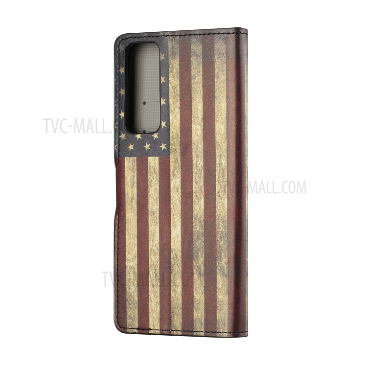 Pattern Printing Leather Wallet Stand Case for Huawei P smart 2021/Y7a - Vintage American Flag-4