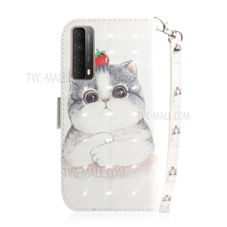 Light Spot Decor Pattern Printing Wallet Stand Leather Phone Casing with Lanyard for Huawei P smart 2021 / Y7a - Cat-3