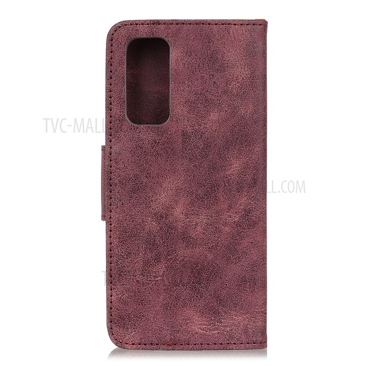 Vintage Leather Wallet Stand Case for Huawei P Smart 2021 - Red-3