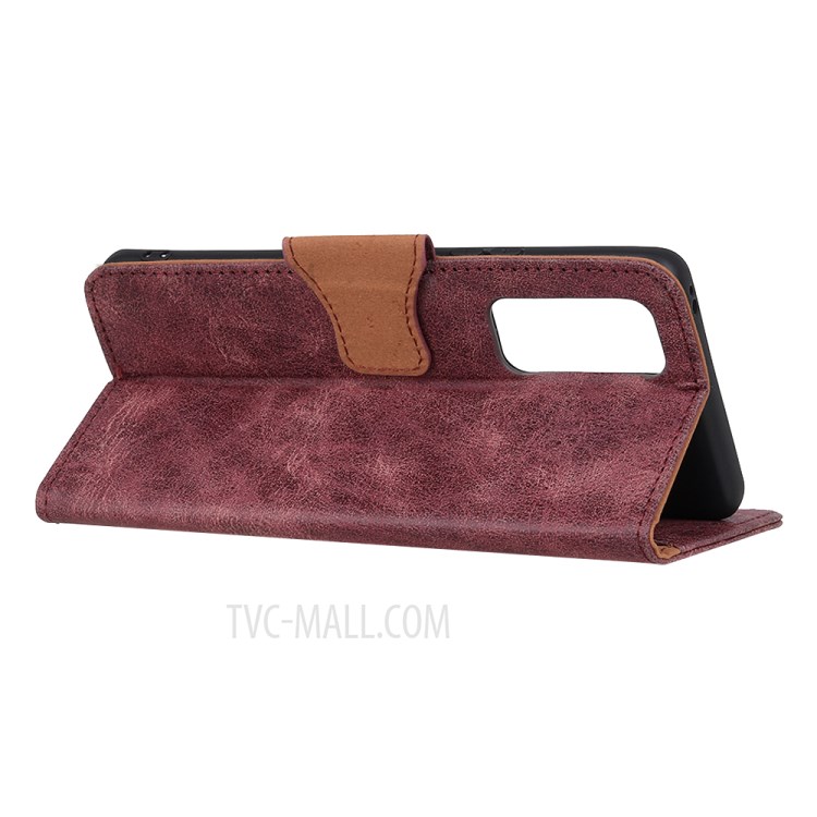 Vintage Leather Wallet Stand Case for Huawei P Smart 2021 - Red-4