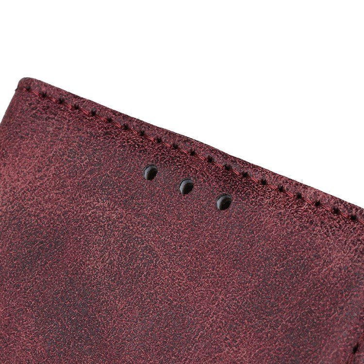 Vintage Leather Wallet Stand Case for Huawei P Smart 2021 - Red-9
