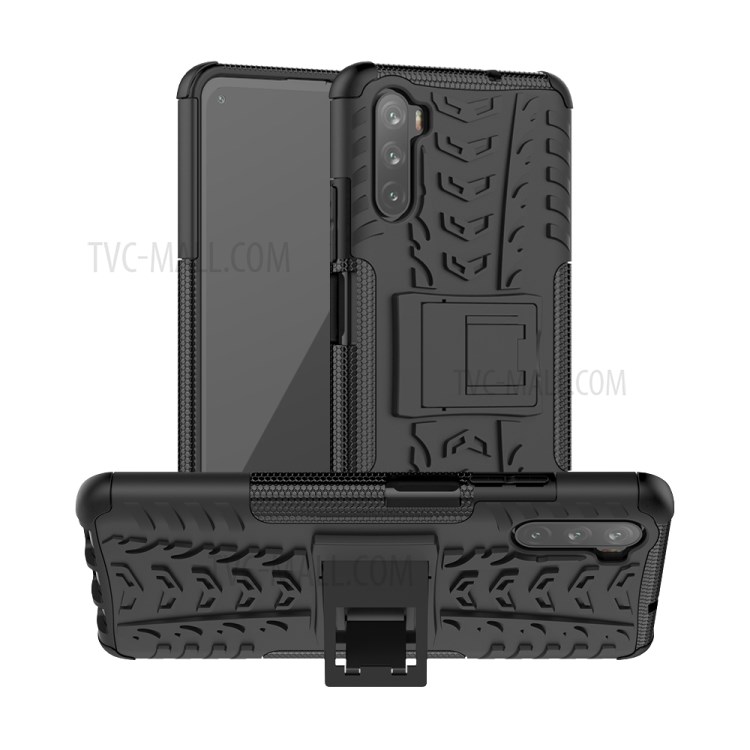 Tire Pattern Kickstand PC + TPU Combo Casing for Huawei Maimang 9 / Mate 40 Lite - Black-1