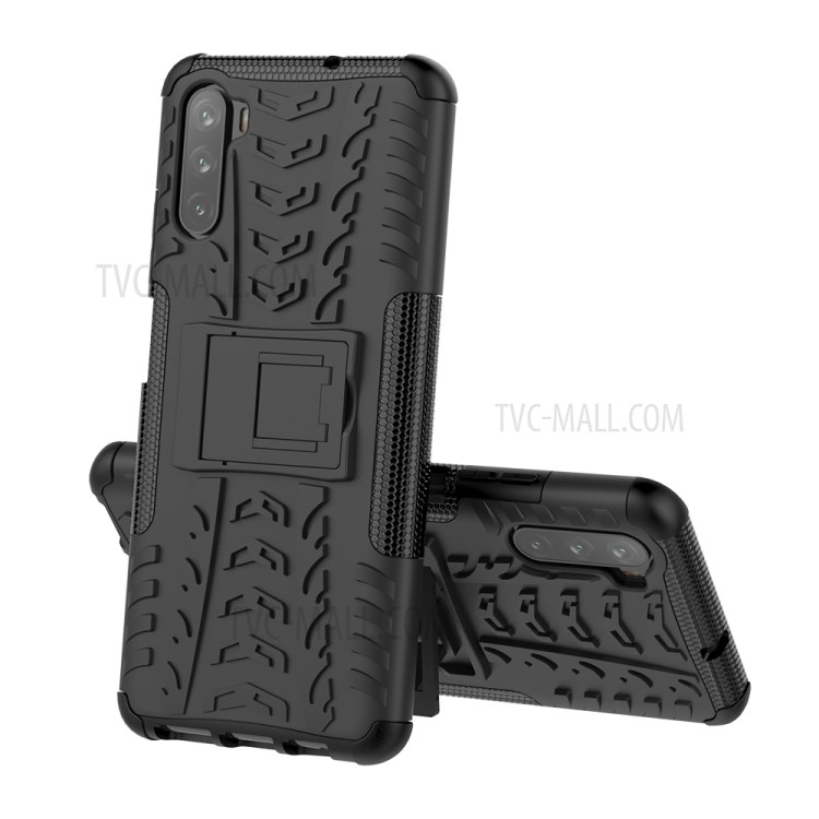 Tire Pattern Kickstand PC + TPU Combo Casing for Huawei Maimang 9 / Mate 40 Lite - Black-2