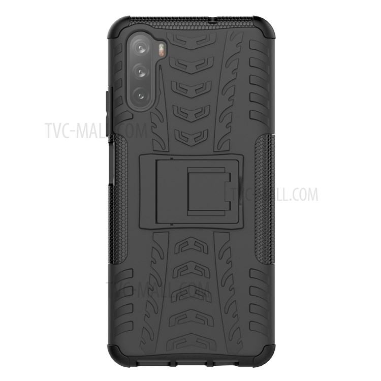 Tire Pattern Kickstand PC + TPU Combo Casing for Huawei Maimang 9 / Mate 40 Lite - Black-3
