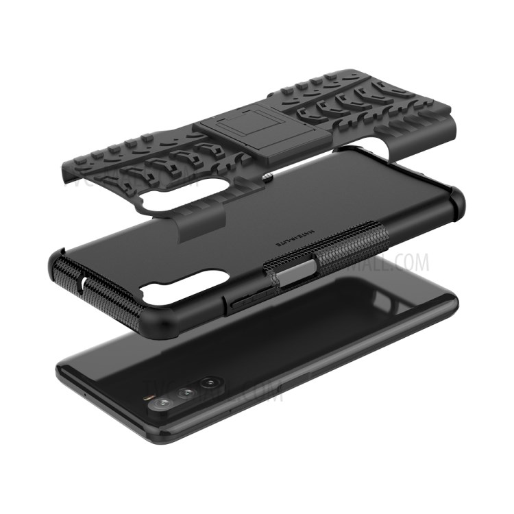 Tire Pattern Kickstand PC + TPU Combo Casing for Huawei Maimang 9 / Mate 40 Lite - Black-8