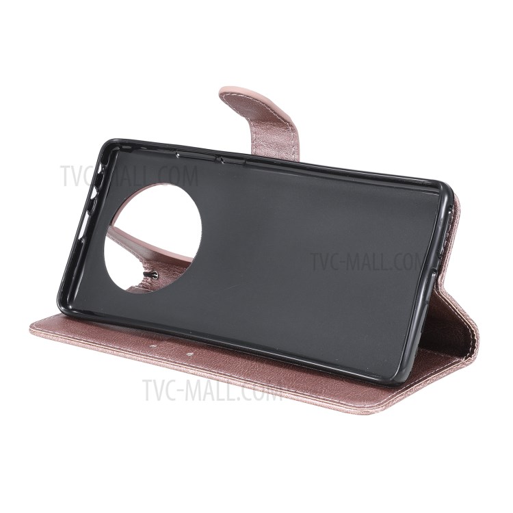 TPU + PU Leather Wallet Stand Case with Handy Strap for Huawei Mate 40 Pro - Rose Gold-6