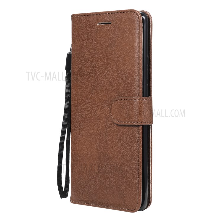TPU + PU Leather Wallet Stand Case with Handy Strap for Huawei Mate 40 Pro - Brown-2