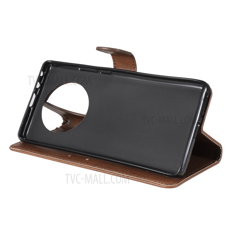 TPU + PU Leather Wallet Stand Case with Handy Strap for Huawei Mate 40 Pro - Brown-6
