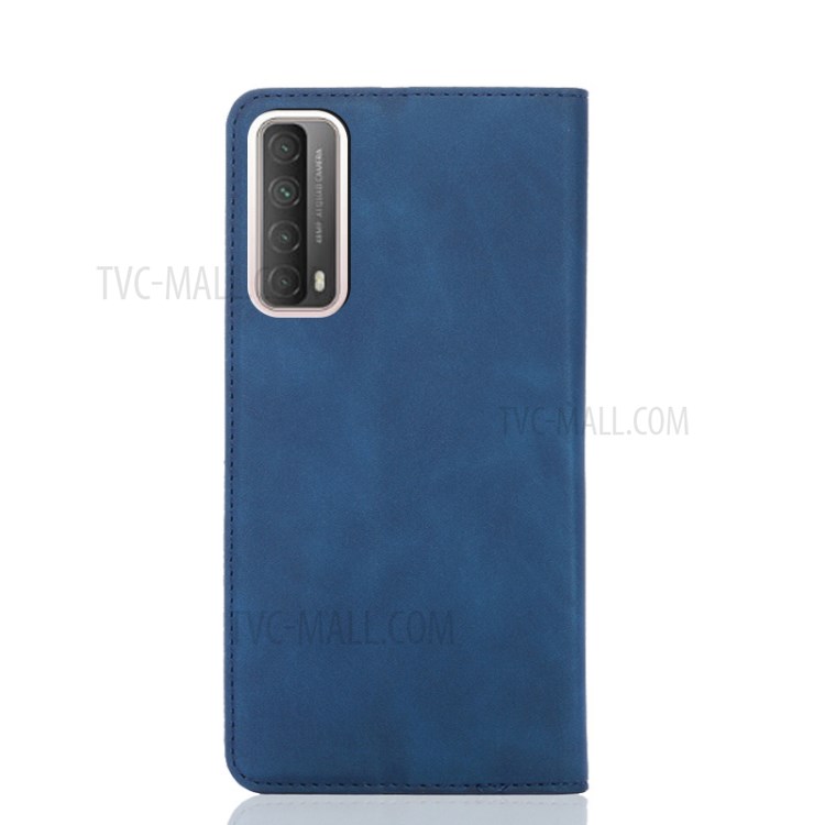 Silky-Touch Skin Auto-Asobled Flip Кожаная Защитная Крышка С Слотами Для Карты Для Huawei P Smart 2021 - Синий-2