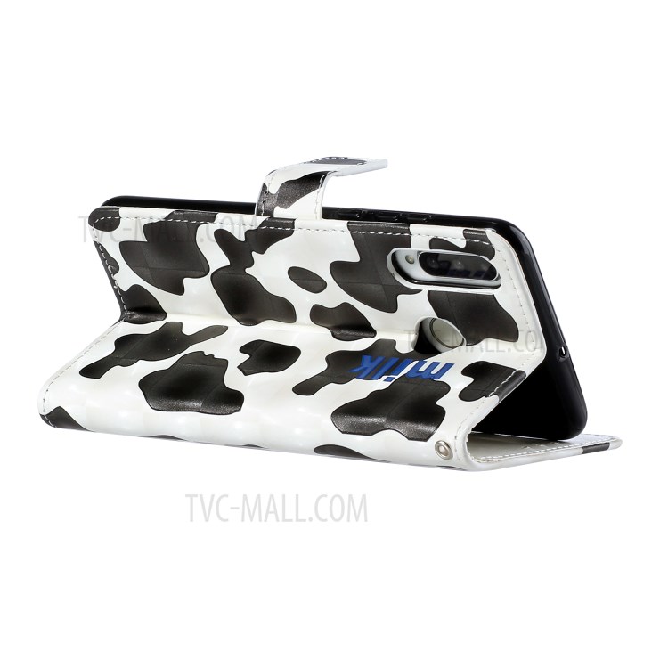Pattern Printing Leather Case Wallet Cover with Hanging Strap for Huawei P30 Lite / P30 Pro New Edition / Nova 4e - Black/White-5