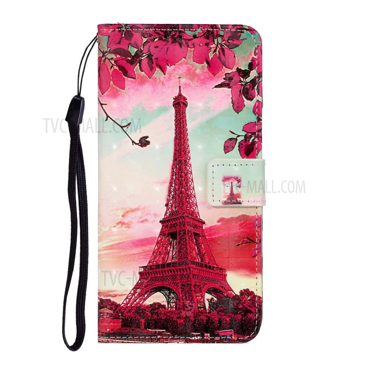 Pattern Printing Leather Case Wallet Cover with Hanging Strap for Huawei P30 Lite / P30 Pro New Edition / Nova 4e - Tower-2