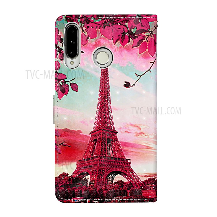 Pattern Printing Leather Case Wallet Cover with Hanging Strap for Huawei P30 Lite / P30 Pro New Edition / Nova 4e - Tower-4