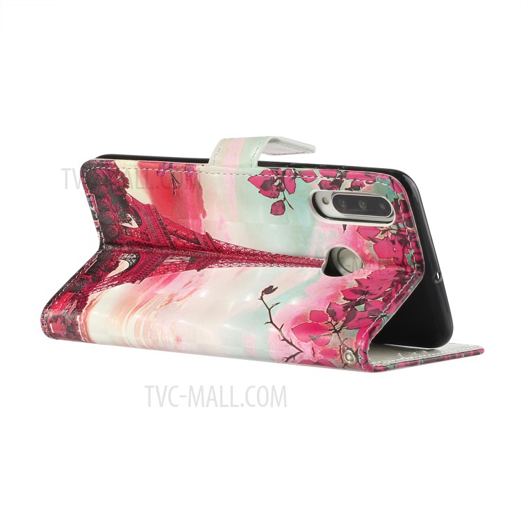 Pattern Printing Leather Case Wallet Cover with Hanging Strap for Huawei P30 Lite / P30 Pro New Edition / Nova 4e - Tower-5