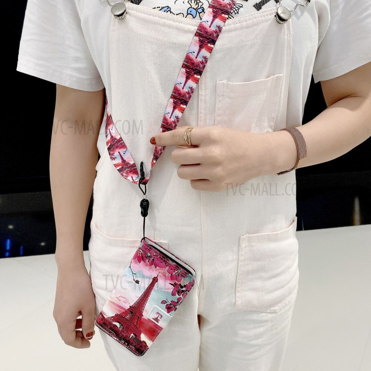 Pattern Printing Leather Case Wallet Cover with Hanging Strap for Huawei P30 Lite / P30 Pro New Edition / Nova 4e - Tower-9