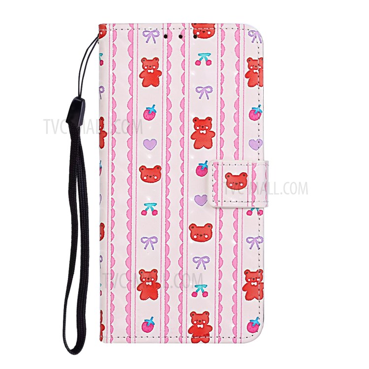 Pattern Printing Leather Case Wallet Cover with Hanging Strap for Huawei P30 Lite / P30 Pro New Edition / Nova 4e - Bear-2