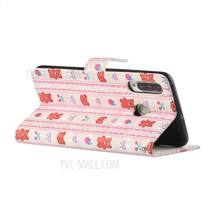 Pattern Printing Leather Case Wallet Cover with Hanging Strap for Huawei P30 Lite / P30 Pro New Edition / Nova 4e - Bear-5