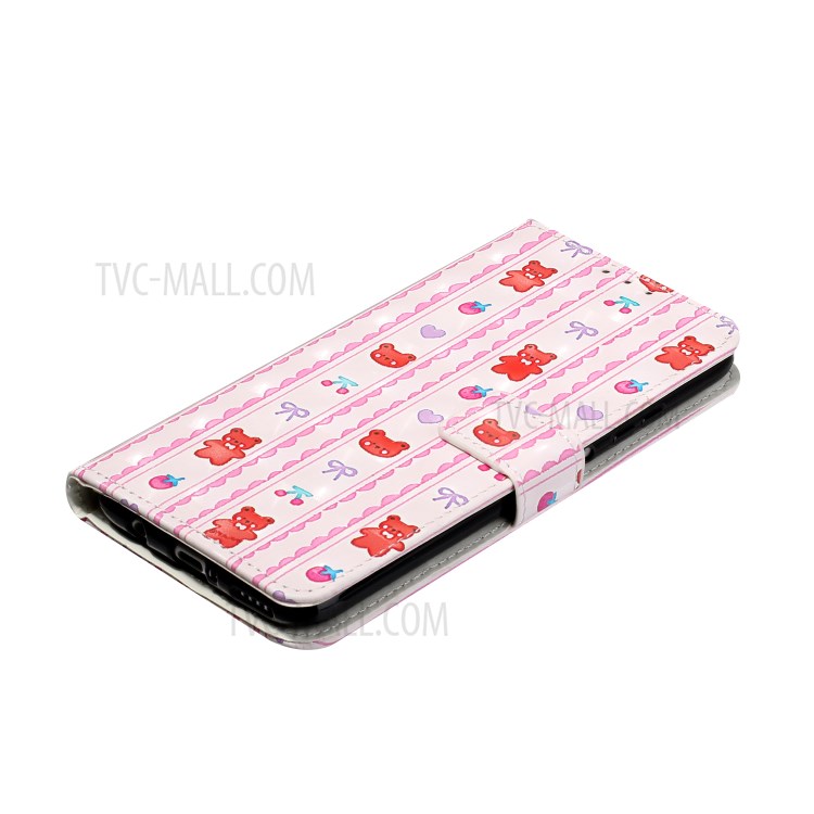 Pattern Printing Leather Case Wallet Cover with Hanging Strap for Huawei P30 Lite / P30 Pro New Edition / Nova 4e - Bear-6