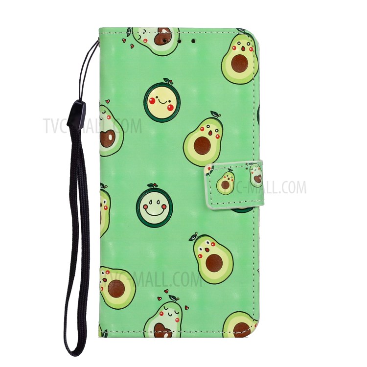 Pattern Printing Leather Case Wallet Cover with Hanging Strap for Huawei P30 Lite / P30 Pro New Edition / Nova 4e - Avocado-2
