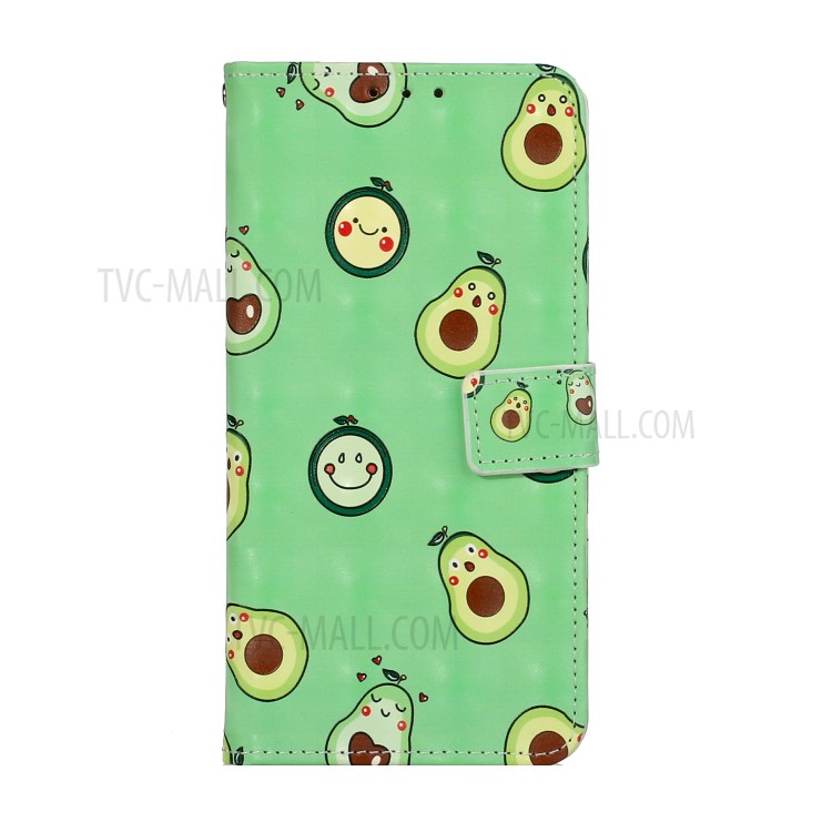 Pattern Printing Leather Case Wallet Cover with Hanging Strap for Huawei P30 Lite / P30 Pro New Edition / Nova 4e - Avocado-3