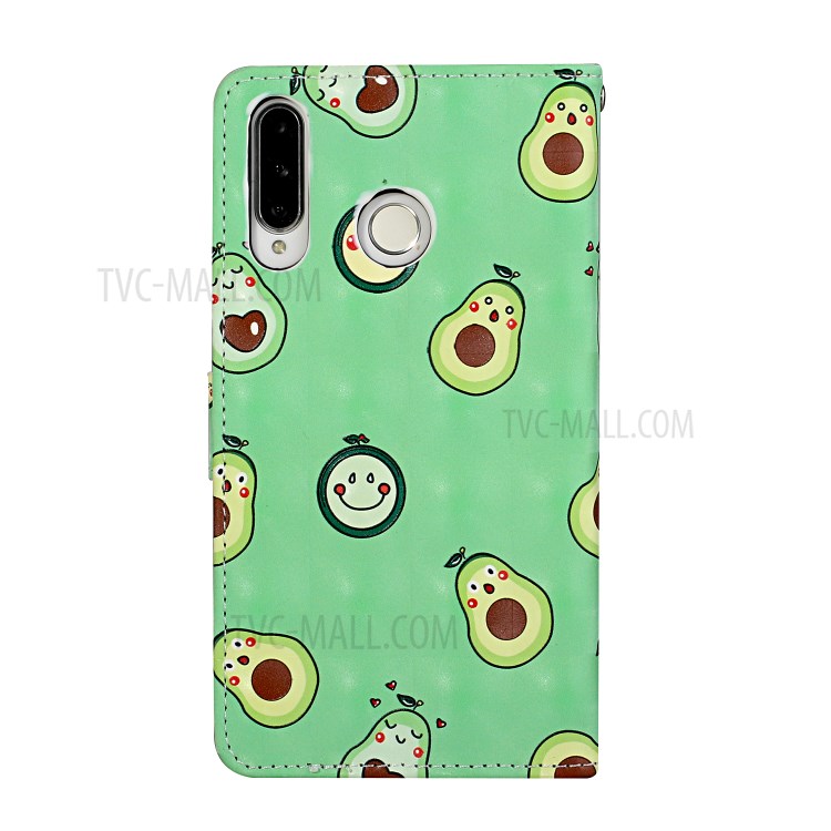 Pattern Printing Leather Case Wallet Cover with Hanging Strap for Huawei P30 Lite / P30 Pro New Edition / Nova 4e - Avocado-4