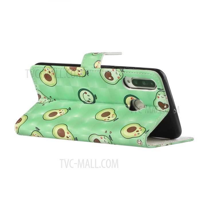 Pattern Printing Leather Case Wallet Cover with Hanging Strap for Huawei P30 Lite / P30 Pro New Edition / Nova 4e - Avocado-5